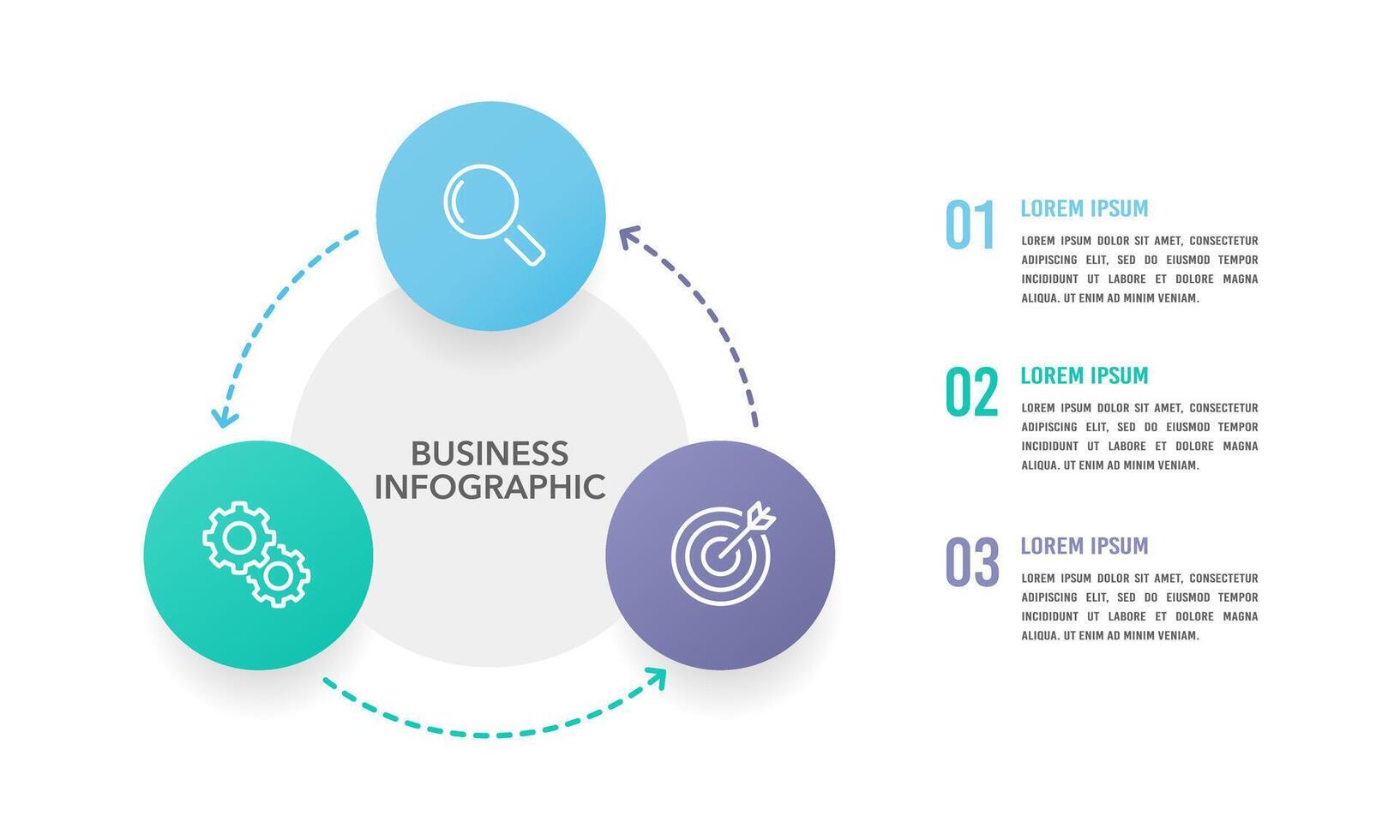 Dreieck Prozess Kreis Infografik Vorlage. Geschäft Präsentation. Vektor Illustration.