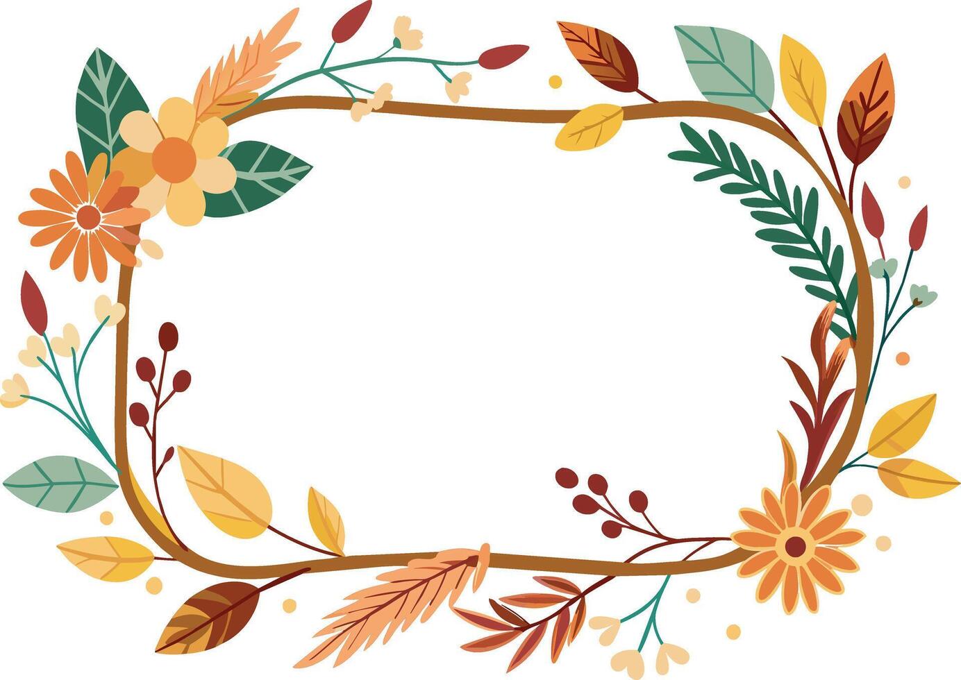 Rahmen kreisförmig mit Blumen und Blätter. Vektor Illustration Design