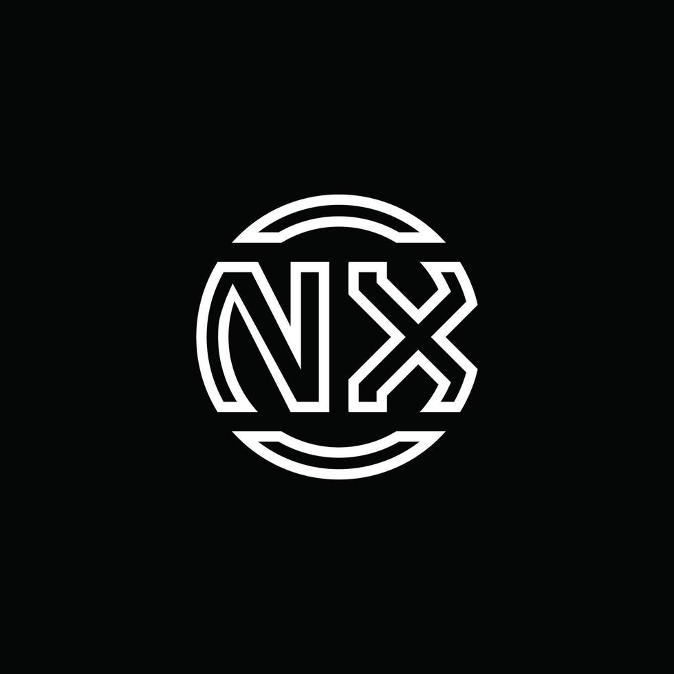 nx logotyp monogram med negativ utrymme cirkel rundad designmall vektor