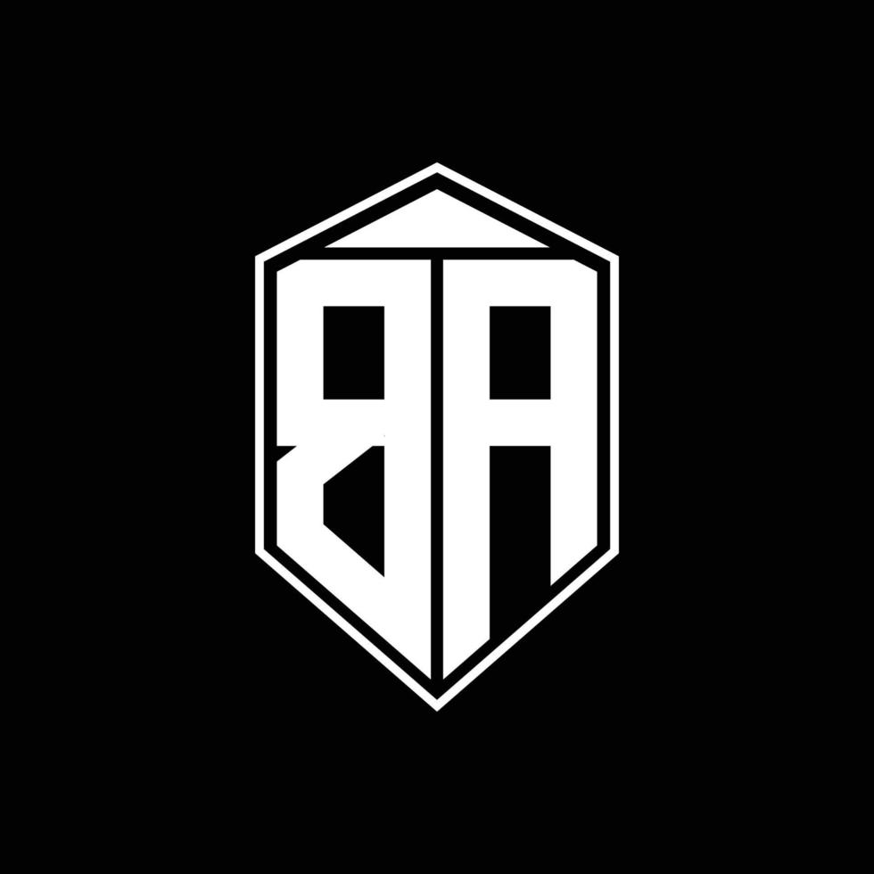 ba-Logo-Monogramm mit Emblemform-Kombinationstringle auf der oberen Designvorlage vektor