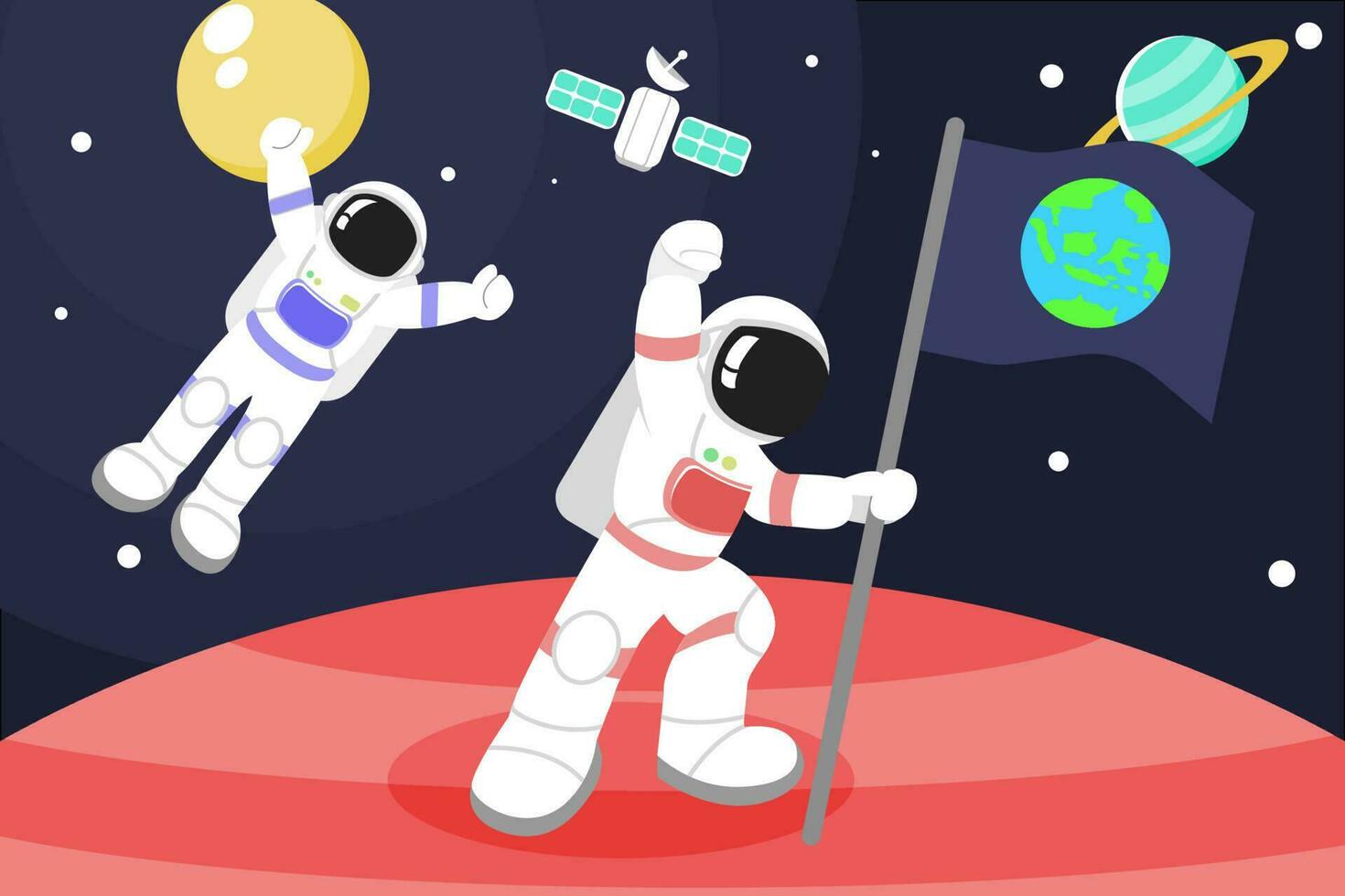 astronaut i rymden platt illustration vektor