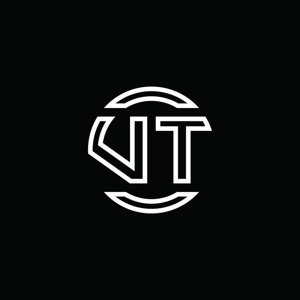 vt-Logo-Monogramm mit negativem Raumkreis abgerundete Designvorlage vektor