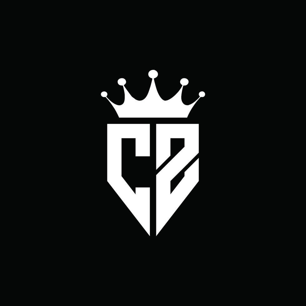 cz logotyp monogram emblem stil med krona form formgivningsmall vektor