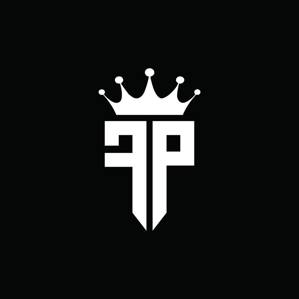 fp-Logo-Monogramm-Emblem-Stil mit Kronenform-Designvorlage vektor
