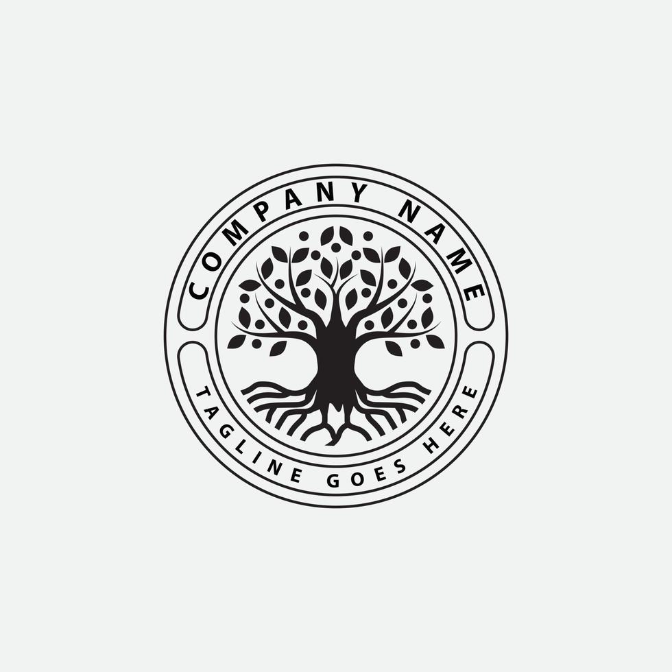 Stammbaum des Lebens Siegel-Logo-Design-Vorlage vektor