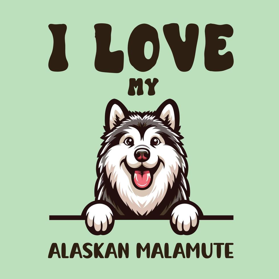 ich Liebe meine Alaska malamute Hund T-Shirt Design vektor