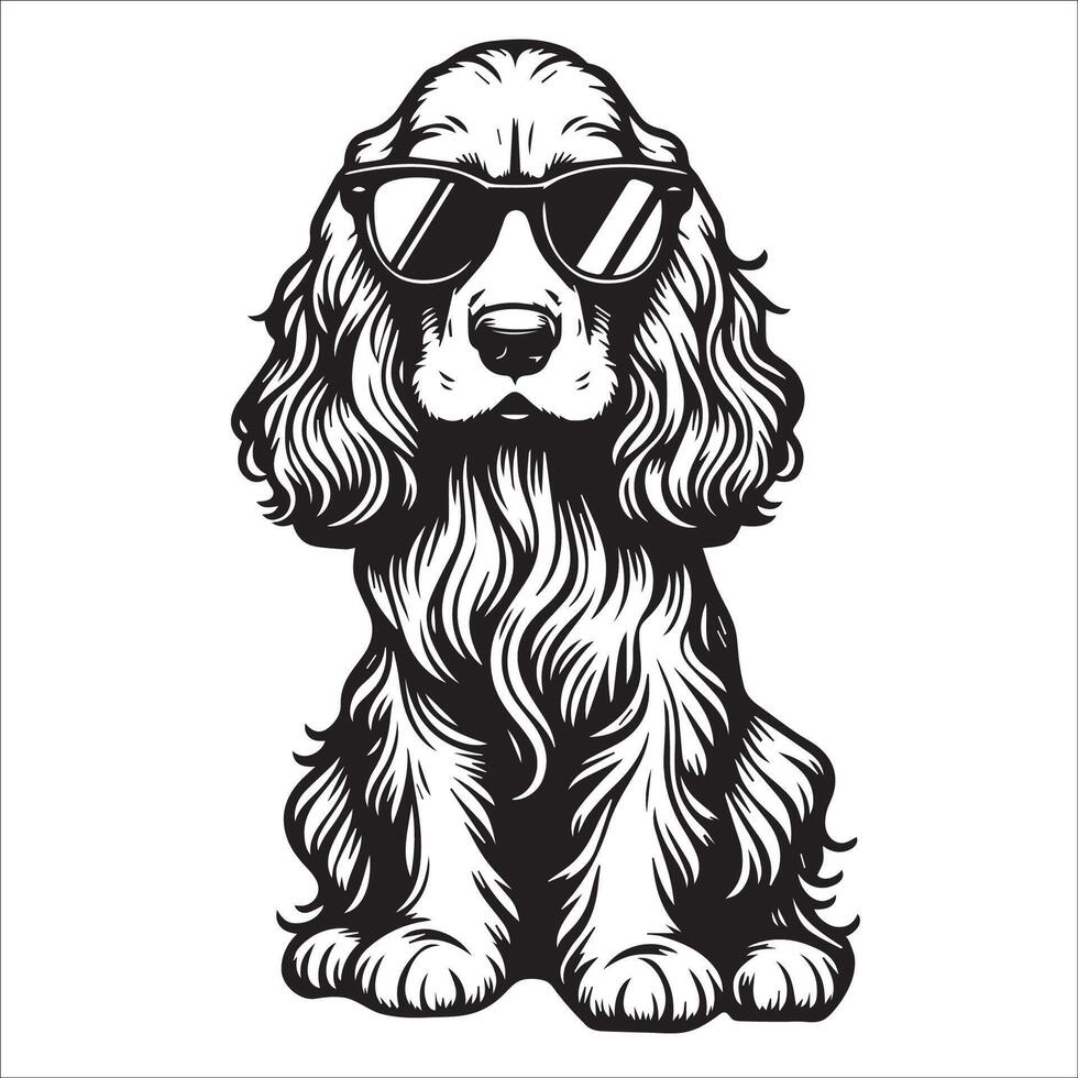 ai generiert Cocker Spaniel Hund tragen Sonnenbrille Illustration vektor