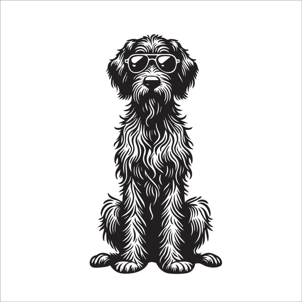 ai generiert drahthaarig zeigen Griffon Hund tragen Sonnenbrille Illustration vektor
