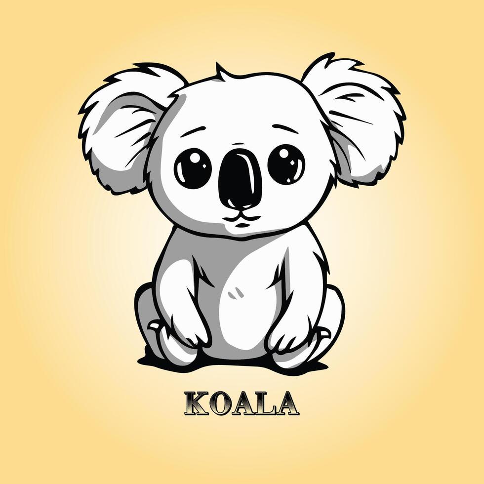 ai genererad koala tecknad serie är en Sammanträde vektor illustration i svart och vit