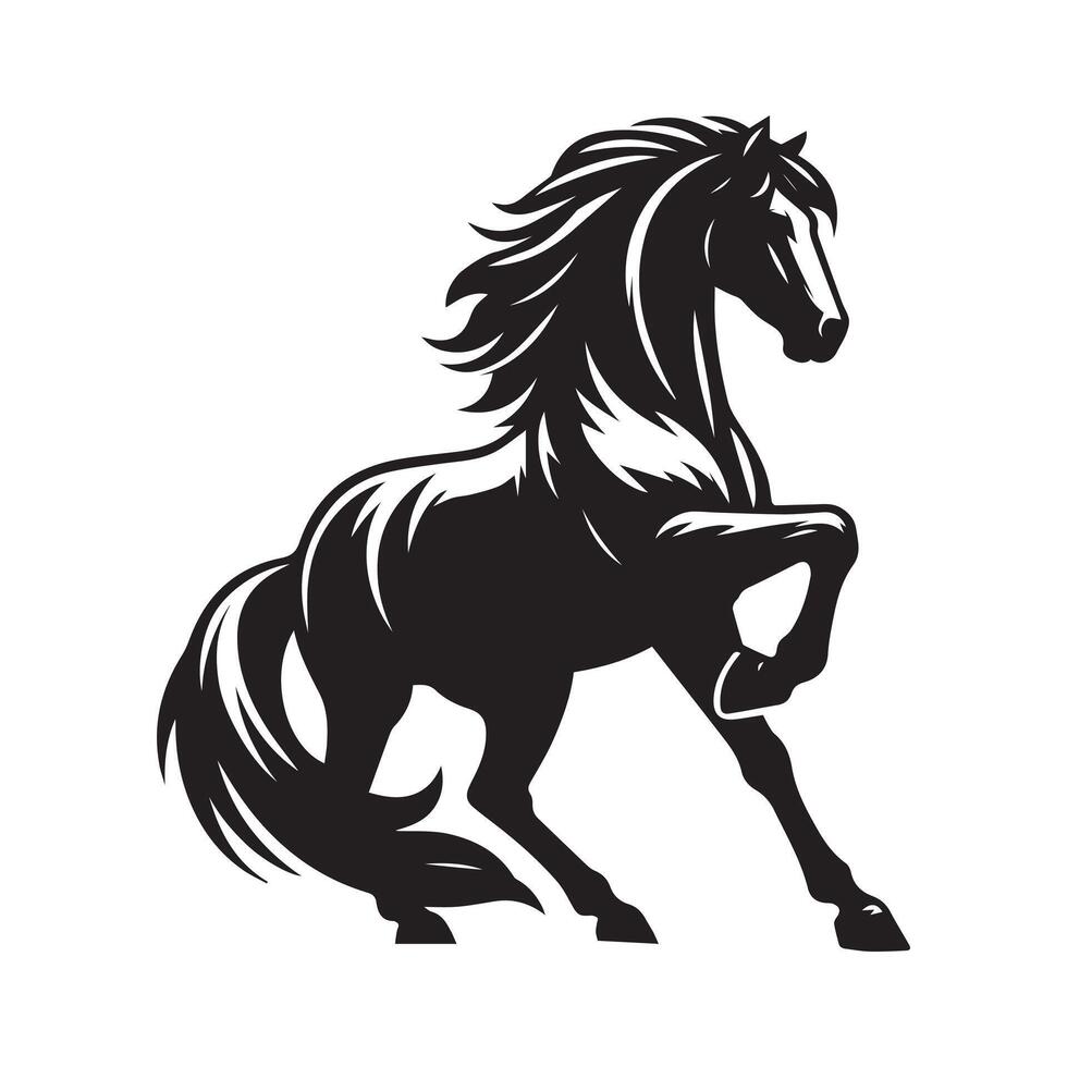 ai generiert schwarz und Weiß Pferd Silhouette Vektor Illustration