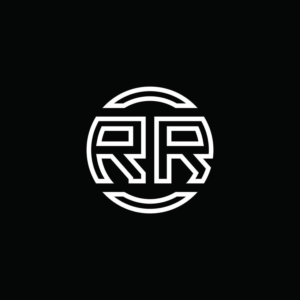 rr-Logo-Monogramm mit negativem Raumkreis abgerundete Designvorlage vektor