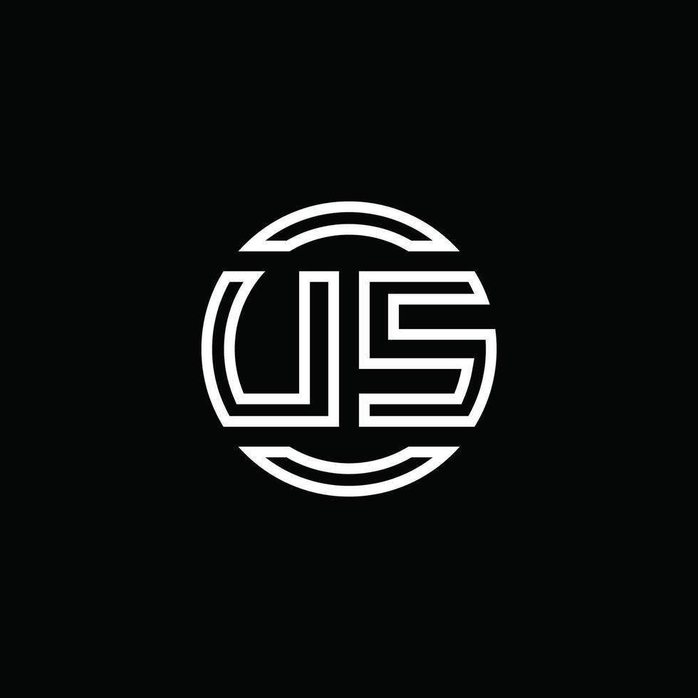 US-Logo-Monogramm mit negativem Raumkreis abgerundete Designvorlage vektor