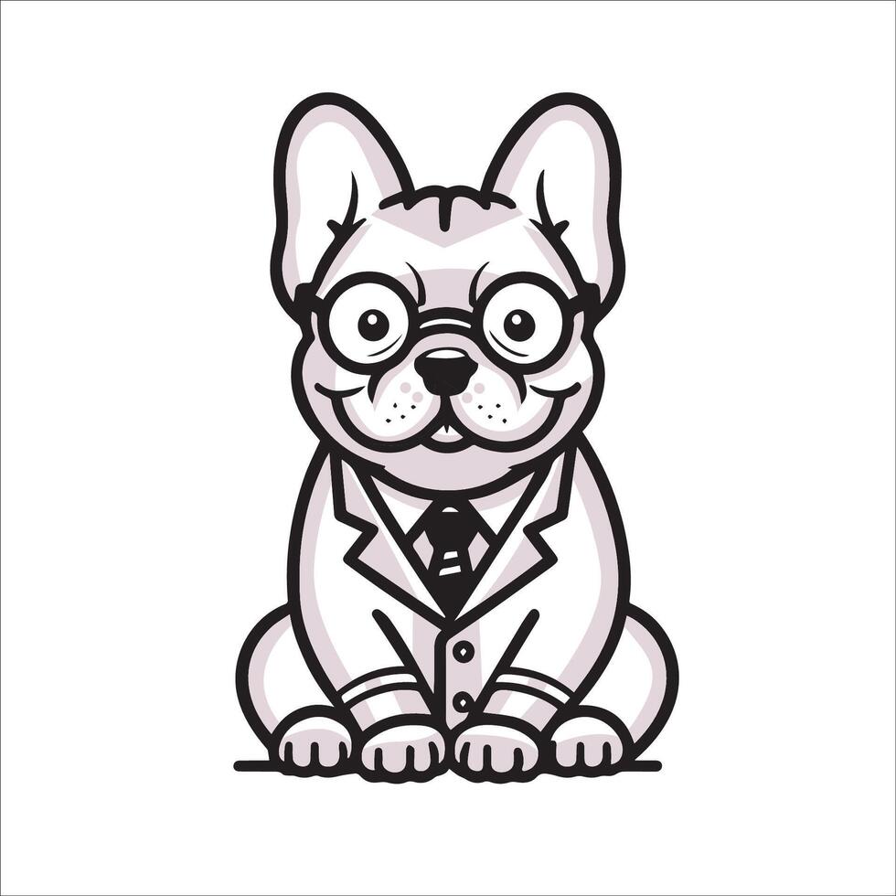 ai generiert Französisch Bulldogge Hund Arzt Sitzung und suchen oben Illustration vektor