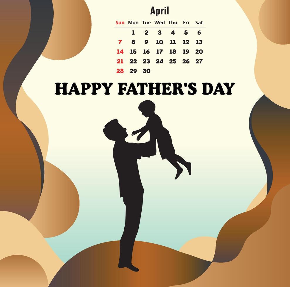 ein Mann und seine Sohn sind auf ein Kalender Das sagt glücklich Väter Tag Illustration vektor