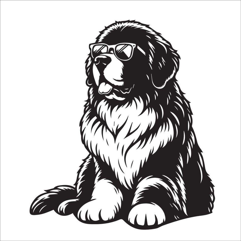 ai genererad newfoundland hund bär solglasögon illustration vektor