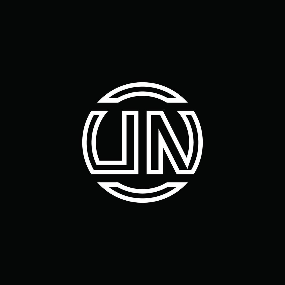 Un-Logo-Monogramm mit negativem Raumkreis abgerundete Designvorlage vektor