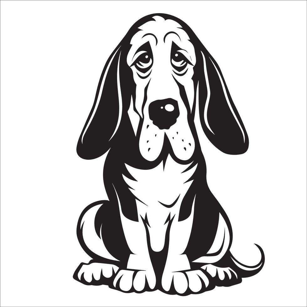 ai genererad svart och vit basset hund hund tecknad serie vektor illustration