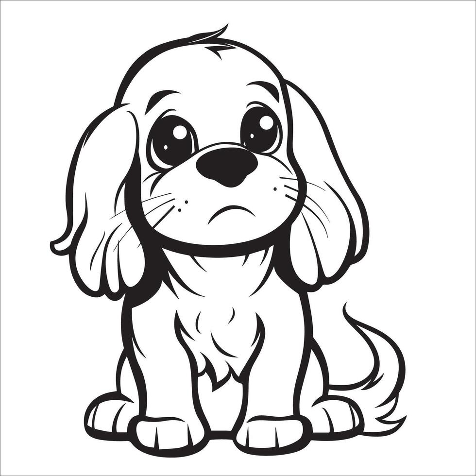ai genererad svart och vit cockerspaniel spaniel hund tecknad serie vektor illustration
