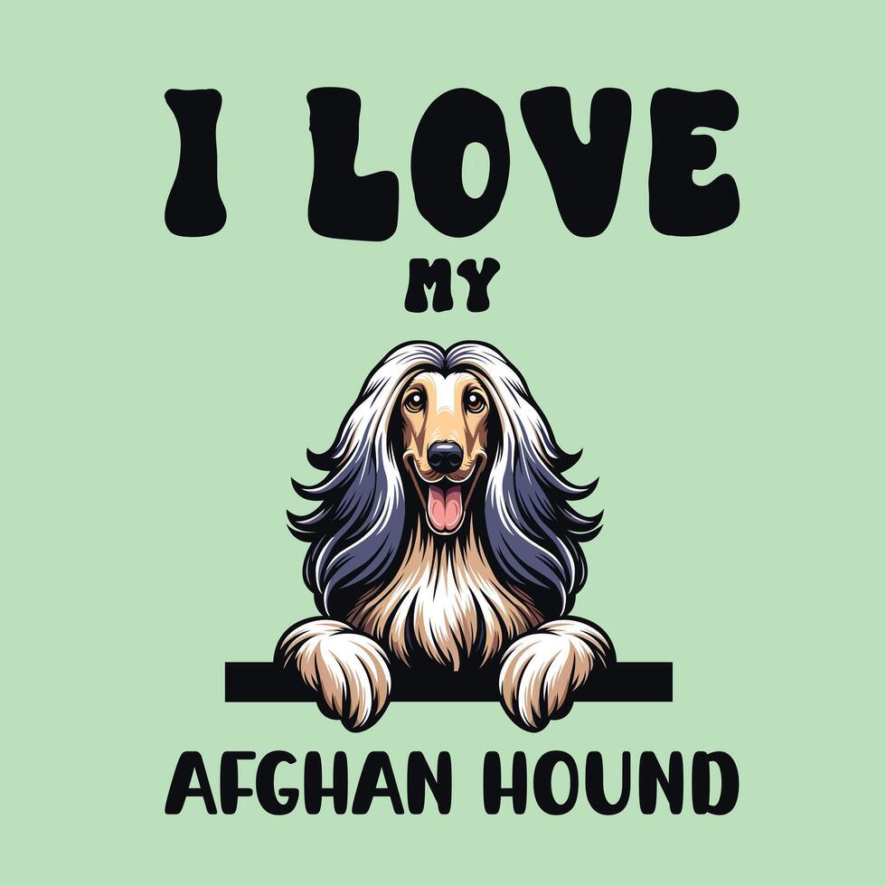 jag kärlek min afghanska hund hund t-shirt design vektor