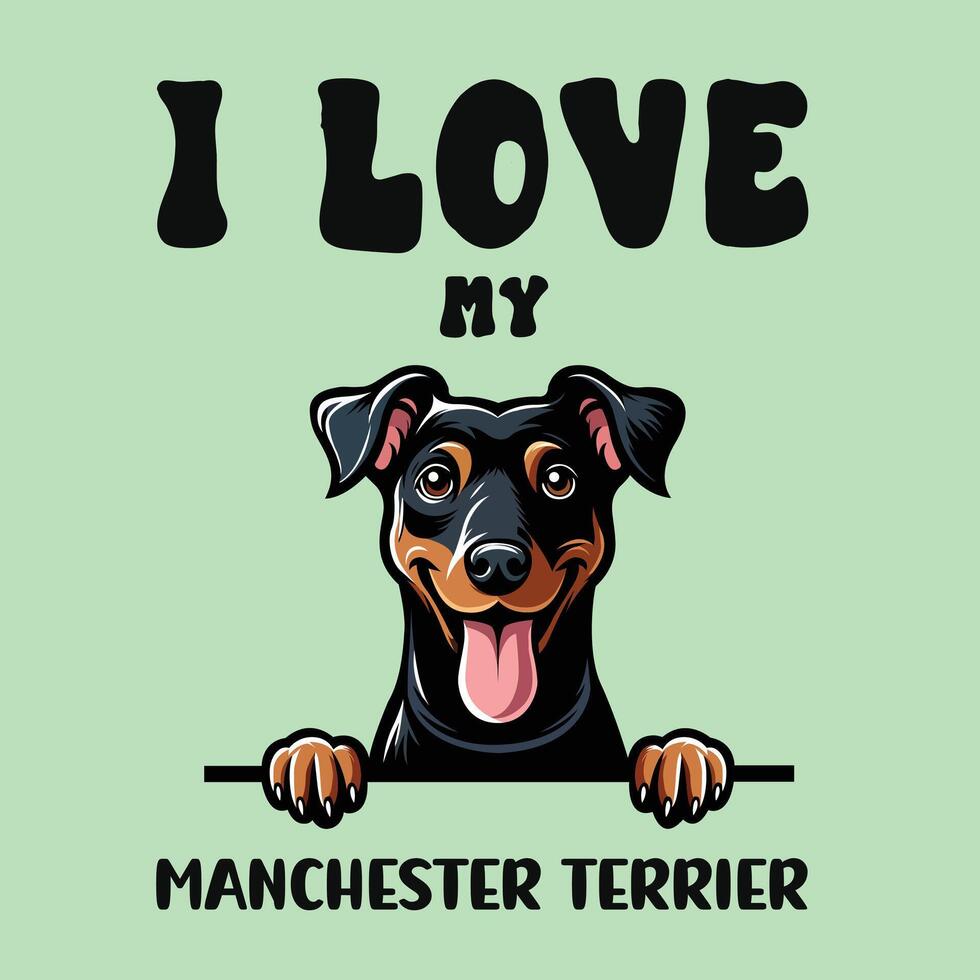 ich Liebe meine Manchester Terrier Hund T-Shirt Design vektor