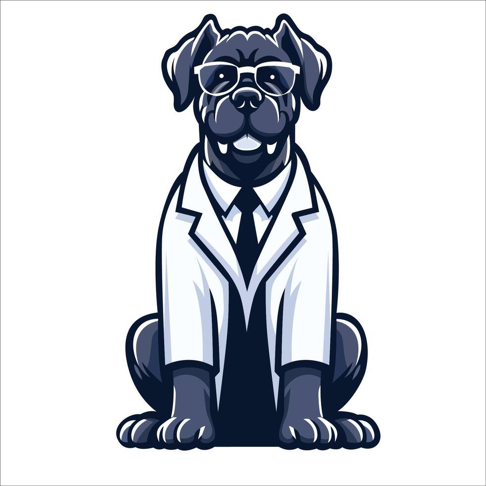 ai generiert Stock Korso Hund Arzt Sitzung und suchen oben Illustration vektor