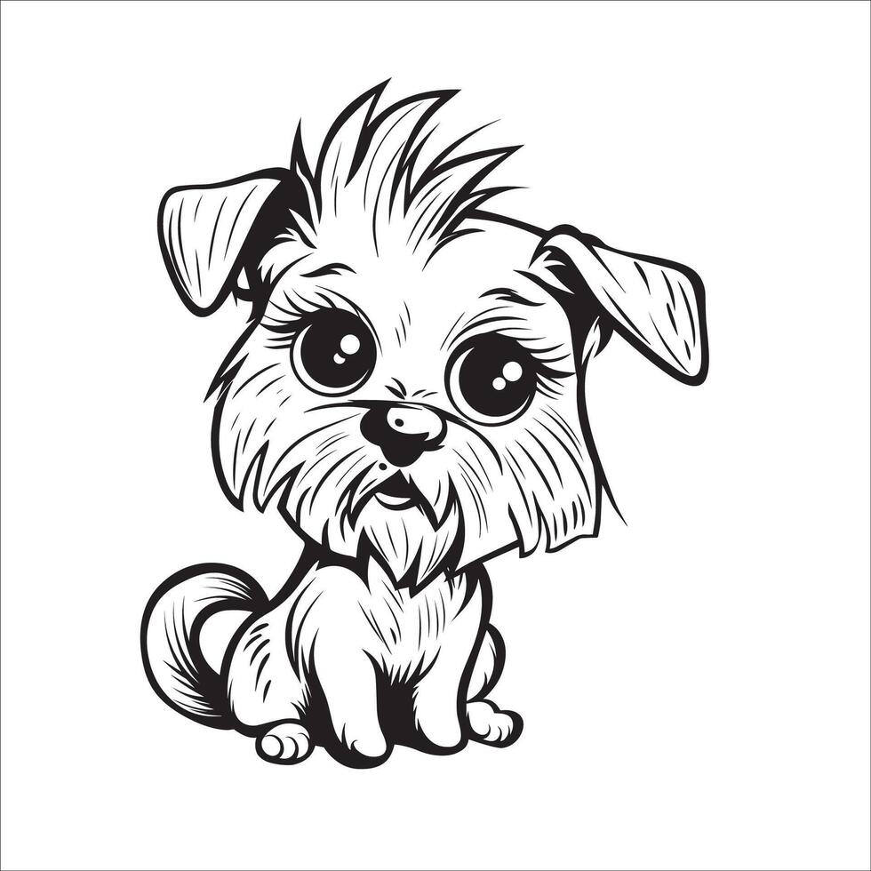 ai genererad en vektor illustration av en svart och vit yorkshire terrier hund Sammanträde