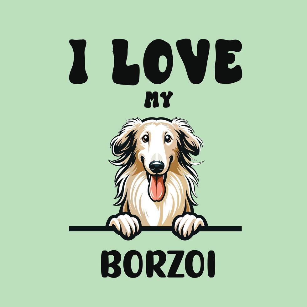 ich Liebe meine Borzoi Hund T-Shirt Design vektor