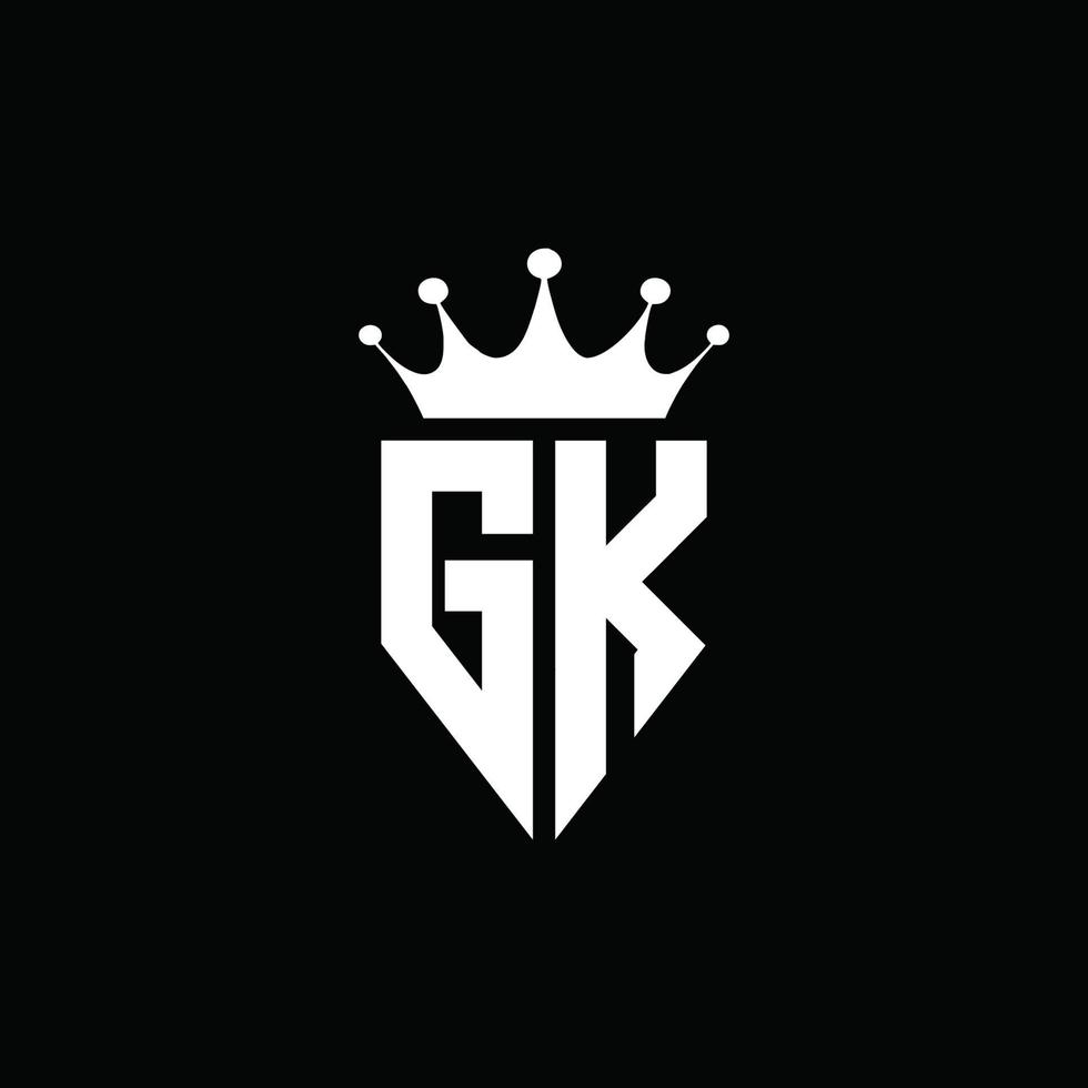 gk logotyp monogram emblem stil med krona form designmall vektor