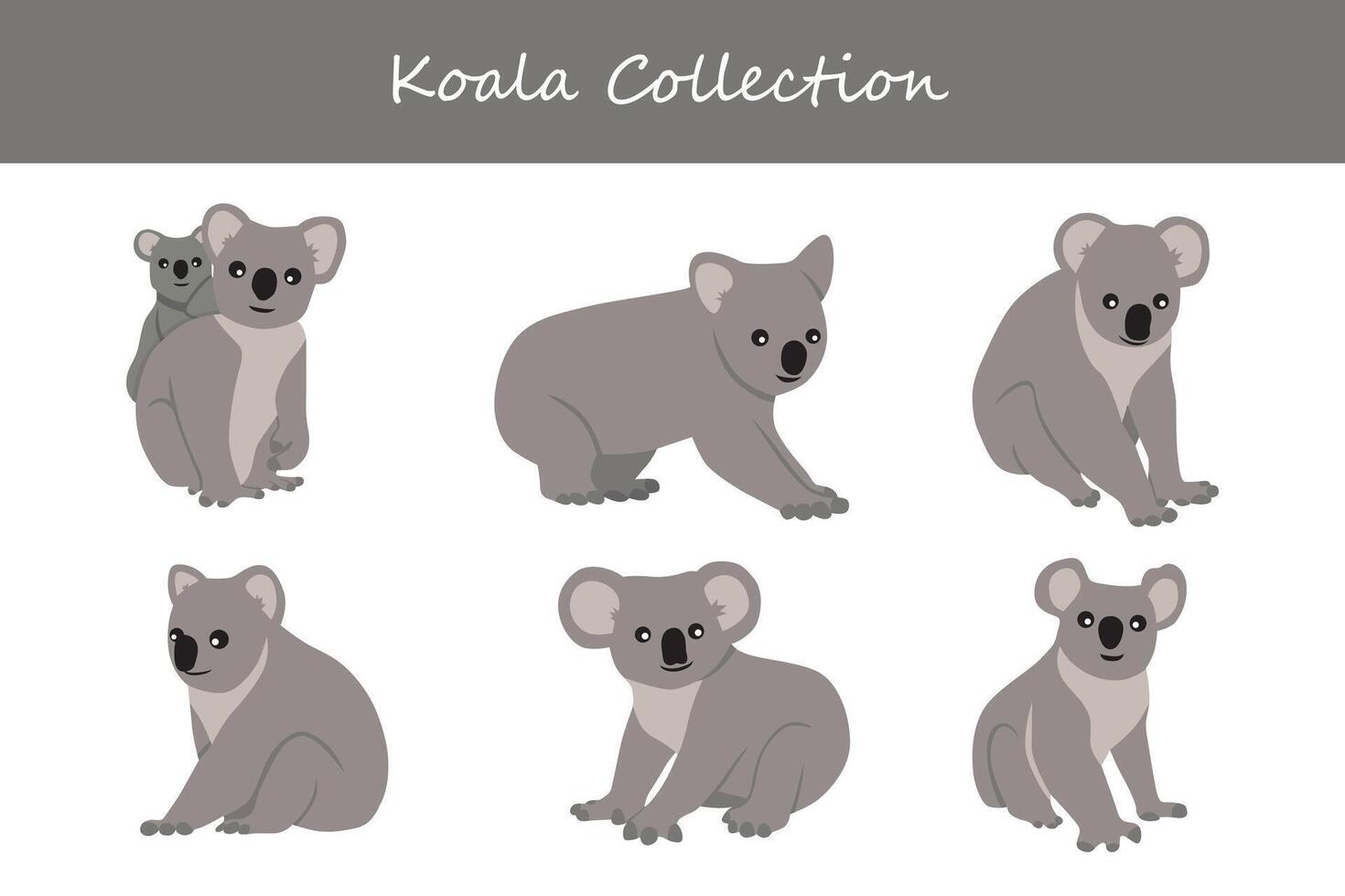 Koala Sammlung. Vektor Illustration. isoliert auf Weiß Hintergrund.