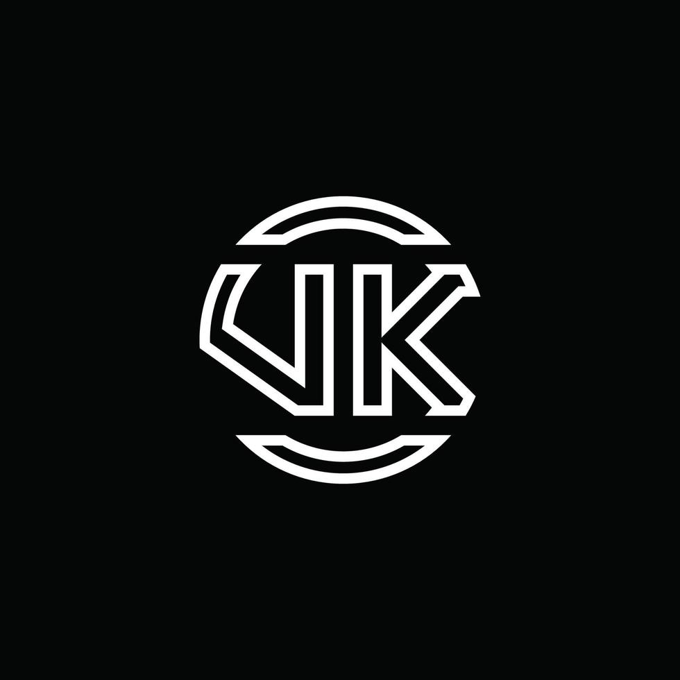 vk-Logo-Monogramm mit negativem Raumkreis abgerundete Designvorlage vektor