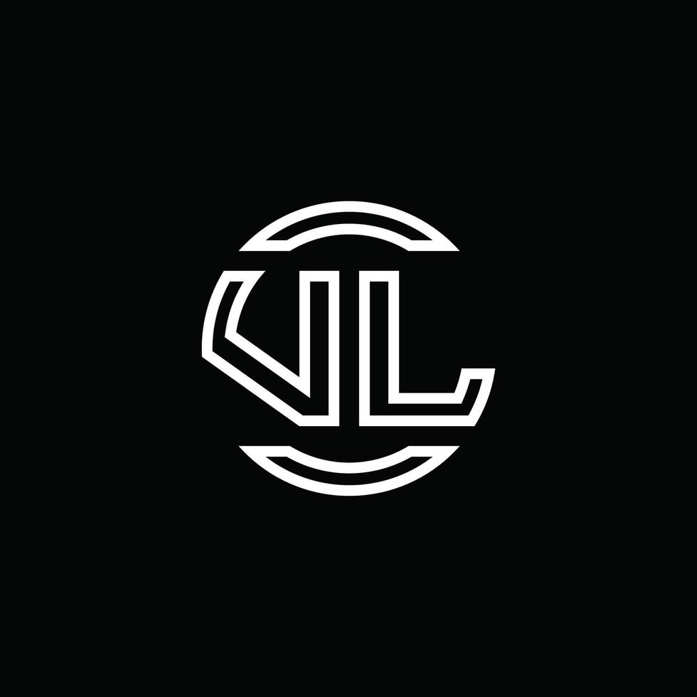 vl-Logo-Monogramm mit negativem Raumkreis abgerundete Designvorlage vektor
