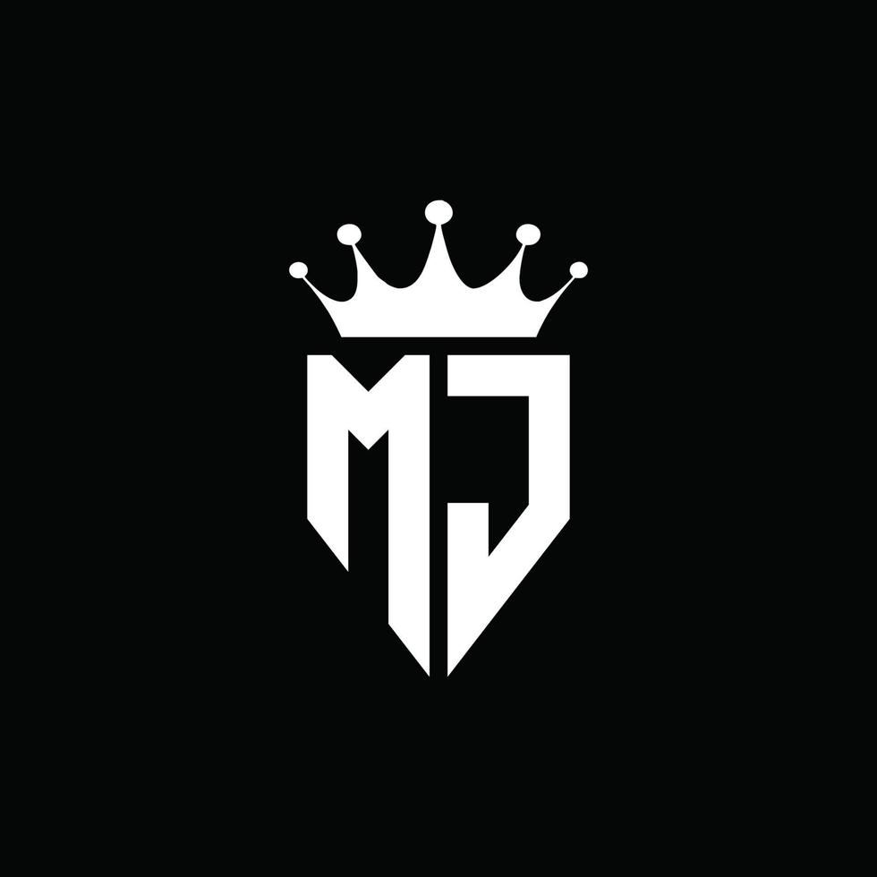 mj logotyp monogram emblem stil med krona form formgivningsmall vektor