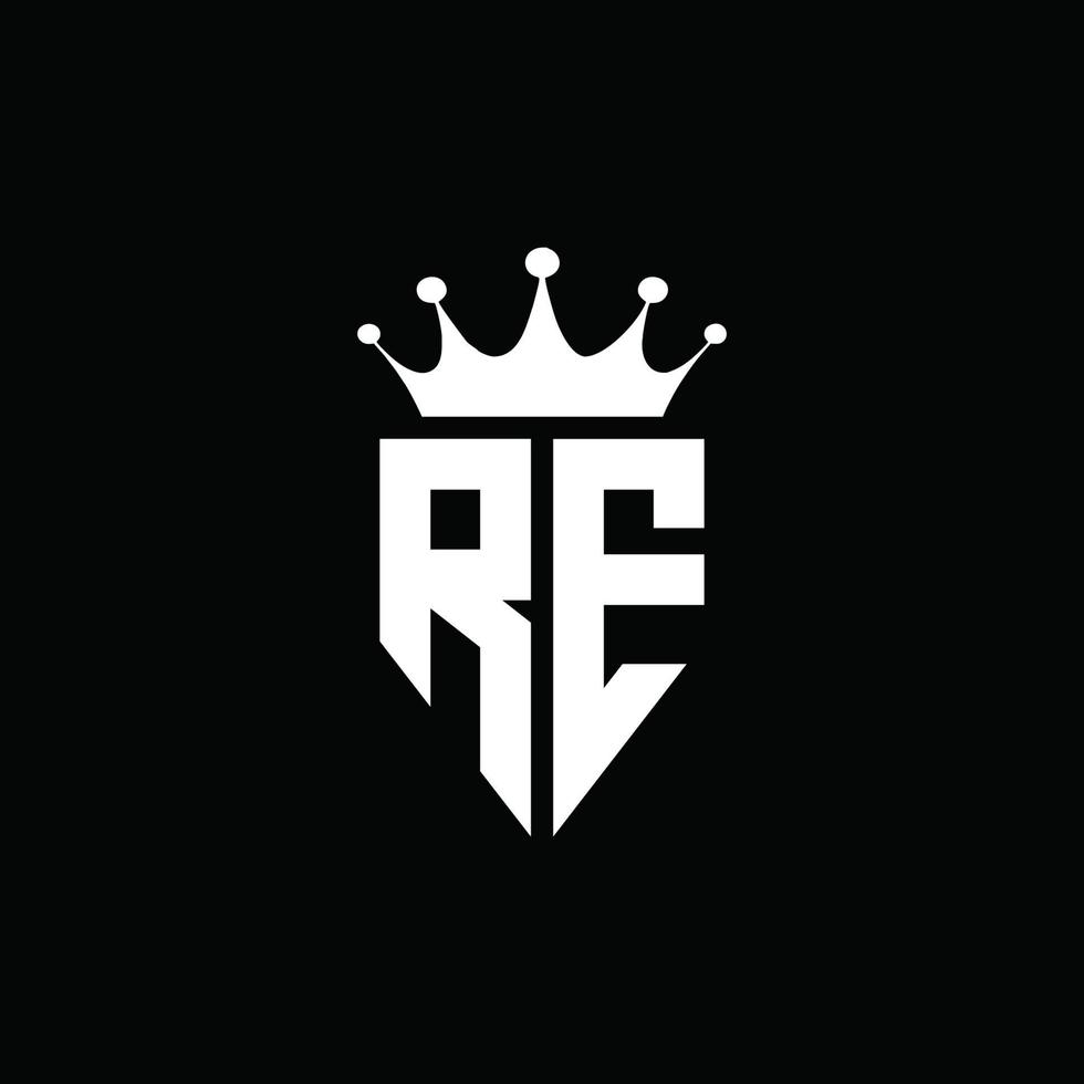 Re-Logo-Monogramm-Emblem-Stil mit Kronenform-Designvorlage vektor