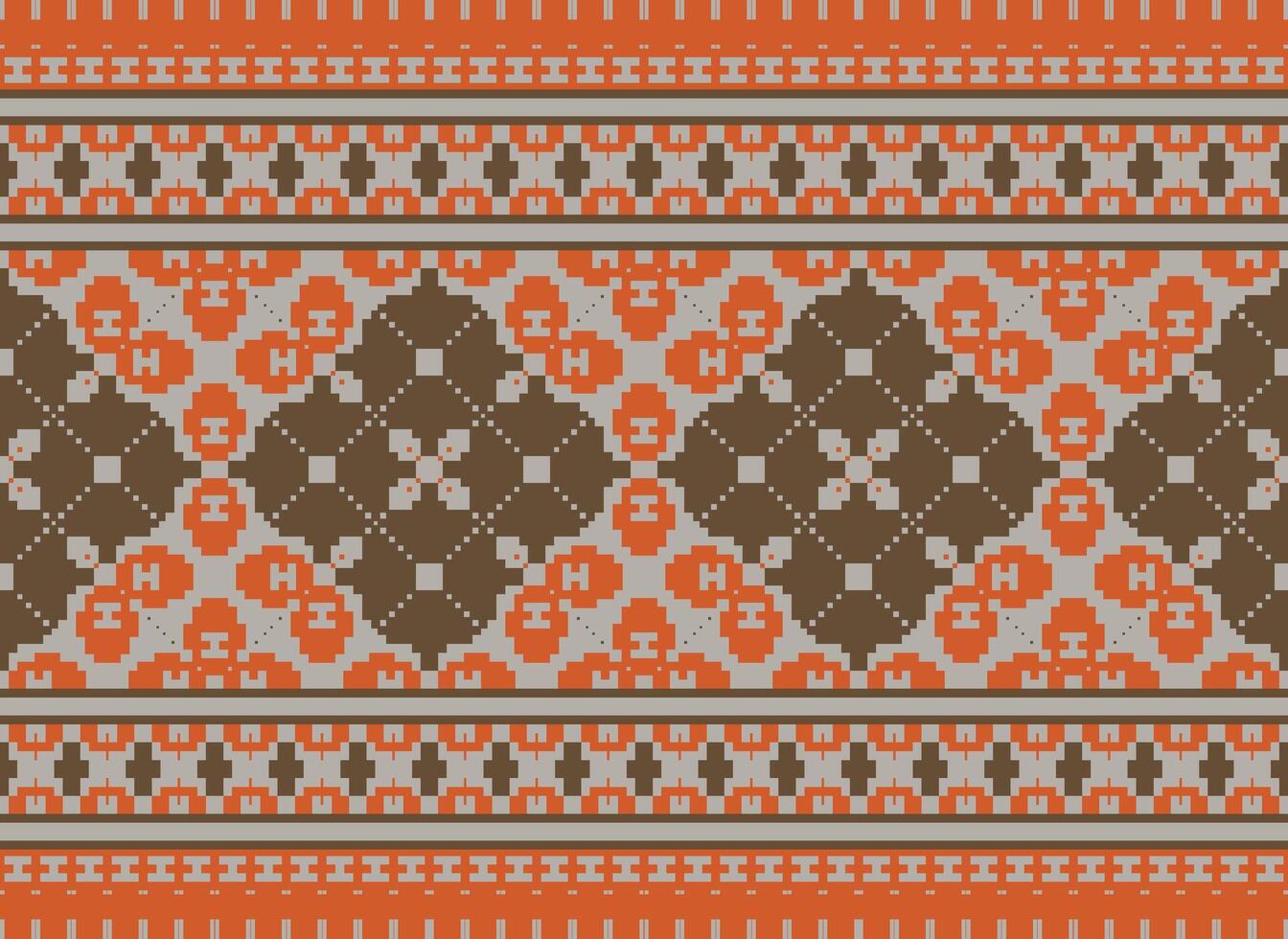 geometrisch Muster von modern stilvoll Textur. Grenzen im das bilden von ein Pixel Ornament zum Stickerei, Keramik Fliesen und Textil- Innere Design Elemente. nahtlos Illustration vektor