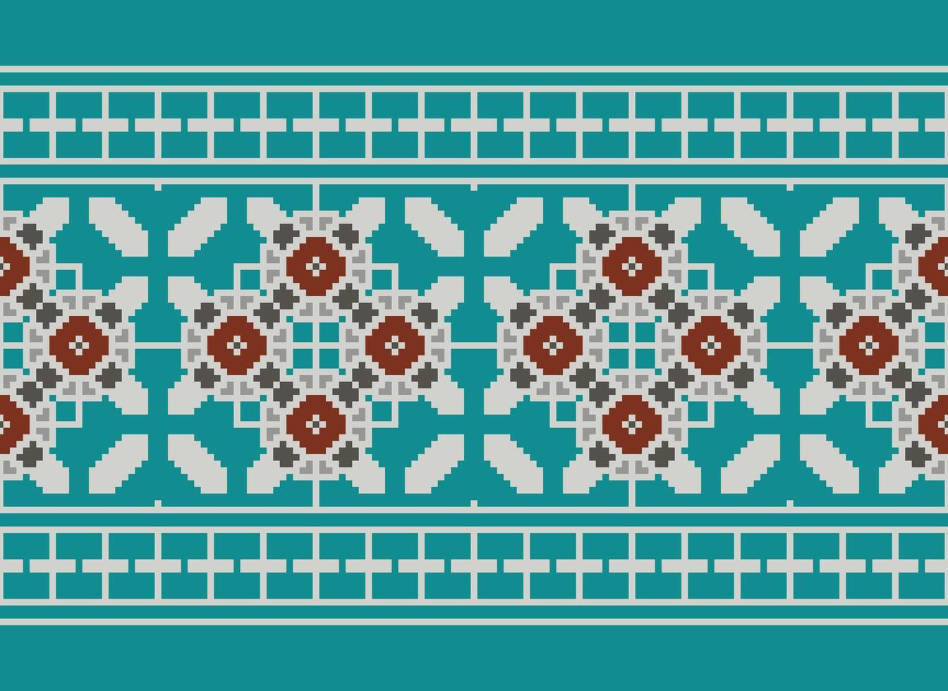 korsa sy mönster med blommig mönster. traditionell korsa sy handarbete. geometrisk etnisk mönster, broderi, textil- ornament, tyg, hand sys mönster, kulturell söm pixel konst. vektor