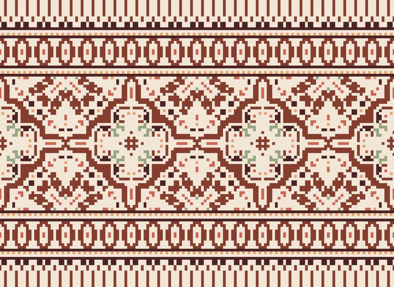 Kreuz Stich Grenze. Stickerei Kreuz Stich. ethnisch Muster. geometrisch ethnisch indisch Muster. einheimisch ethnisch Muster.Textur Textil- Stoff Kleidung Strickwaren drucken. Pixel horizontal nahtlos Vektor. vektor