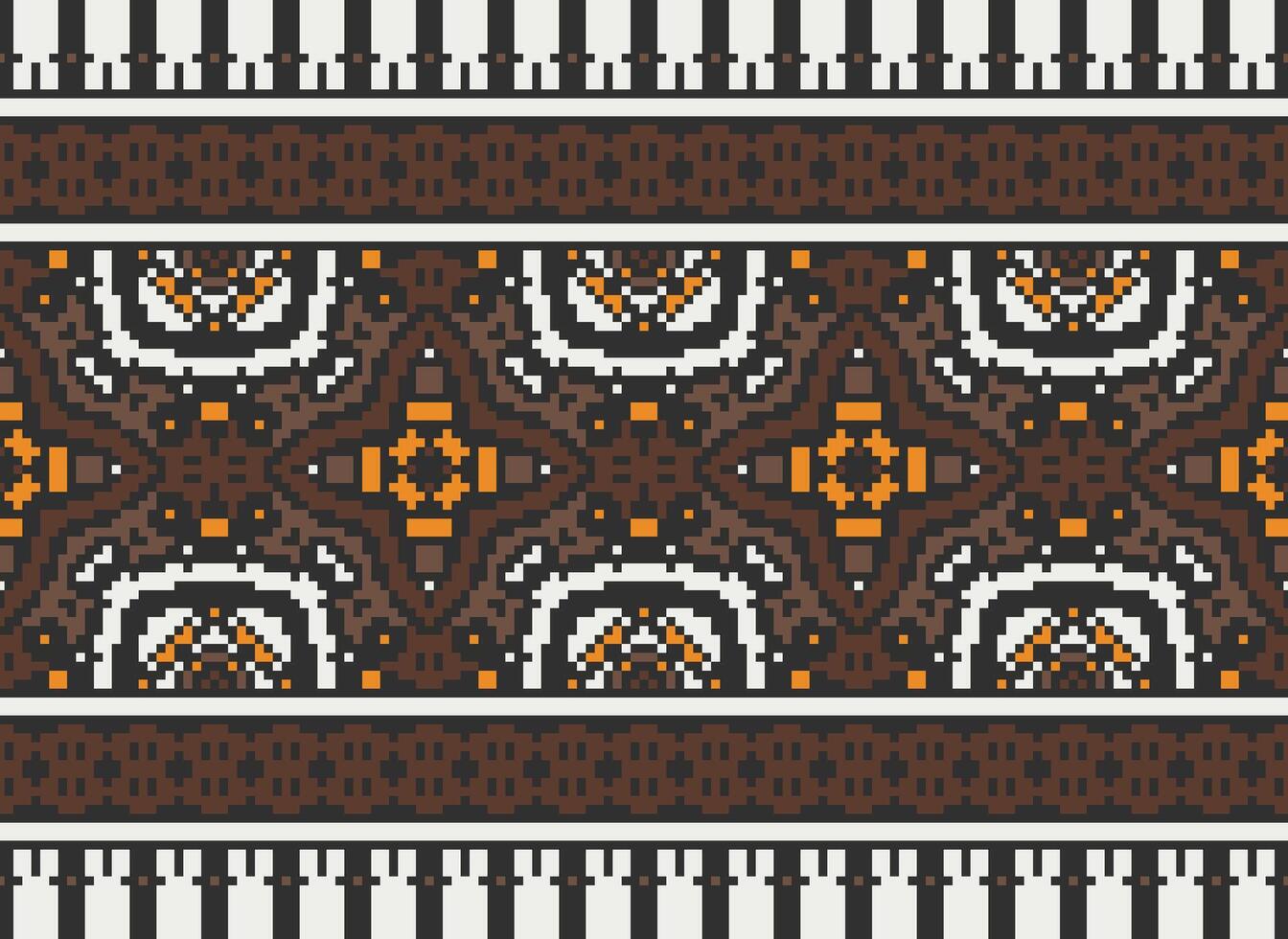 Pixel Stickerei ethnisch Muster, Vektor geometrisch aufwendig Hintergrund, Kreuz Stich retro Zickzack- Stil, Muster Stricken kontinuierlich, Design zum Textil, Stoff, Keramik, Digital drucken