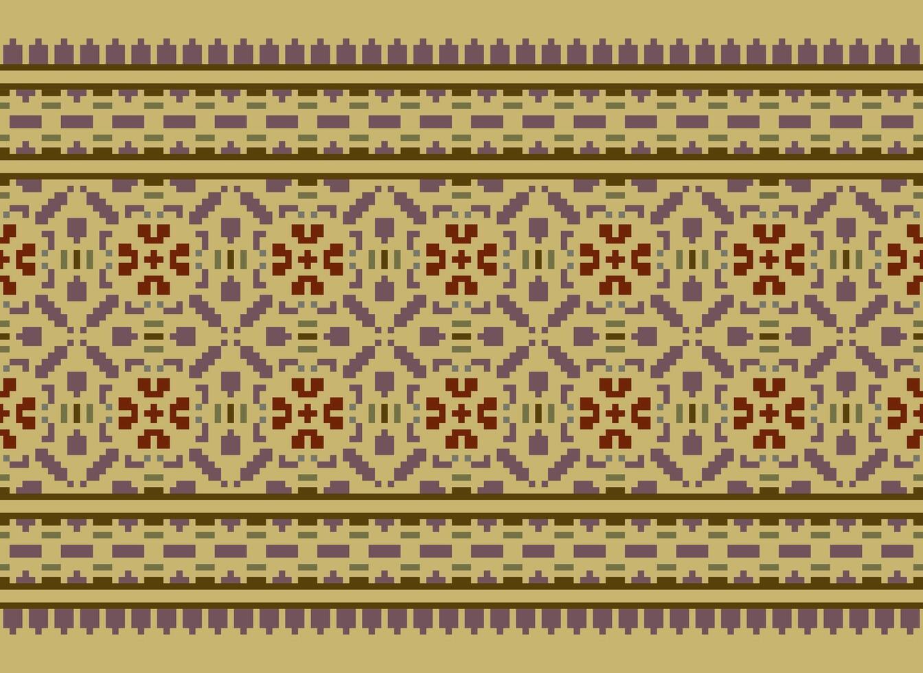 pixel korsa sy mönster med blommig mönster. traditionell korsa sy handarbete. geometrisk etnisk mönster, broderi, textil- ornament, tyg, hand sys mönster, pixel konst. vektor