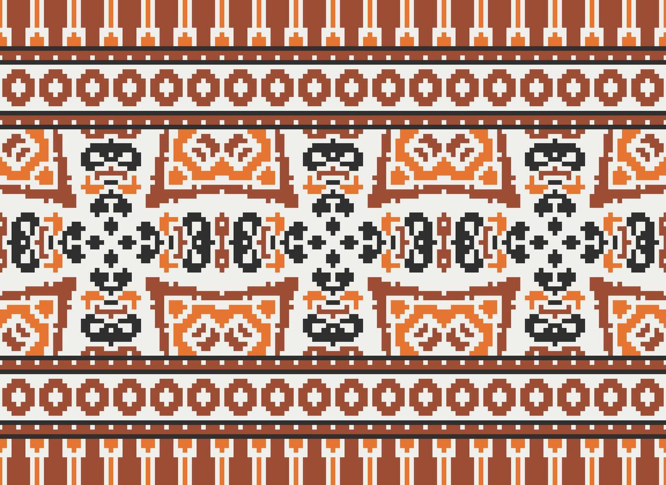 pixel ukrainska, vitryska folk konst vektor sömlös mönster i röd och svart, inspirerad förbi traditionell broderi vyshyvanka