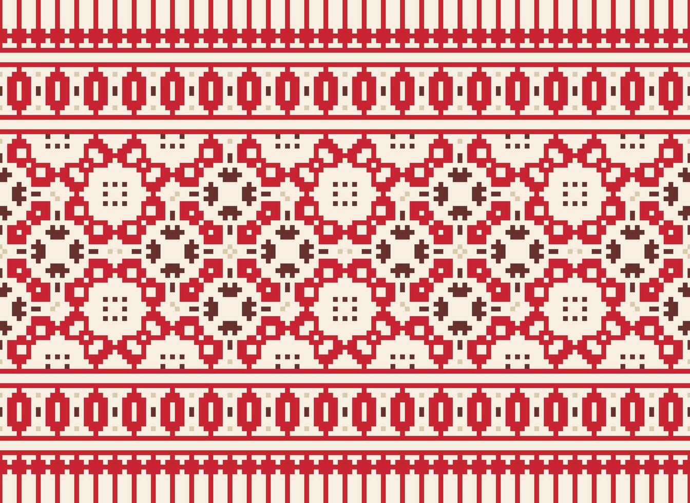 geometrisch Muster von modern stilvoll Textur. Grenzen im das bilden von ein Pixel Ornament zum Stickerei, Keramik Fliesen und Textil- Innere Design Elemente. nahtlos Illustration vektor