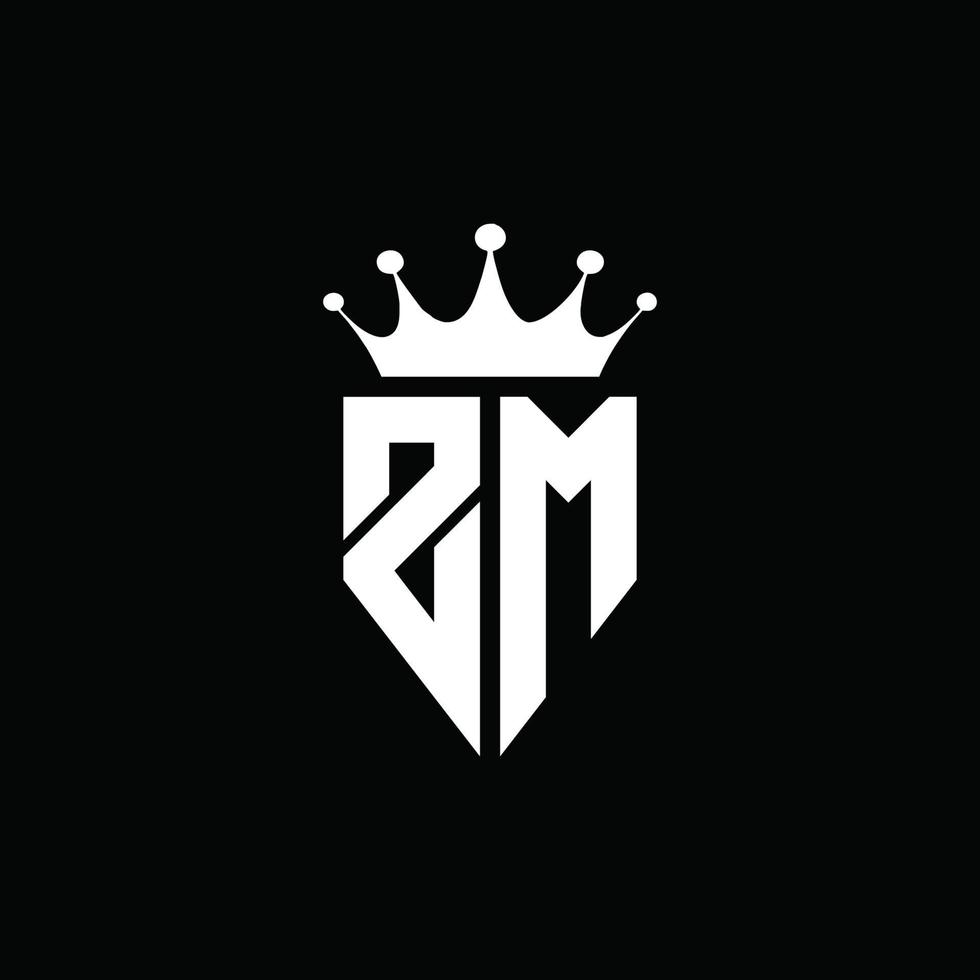 zm logotyp monogram emblem stil med krona form designmall vektor