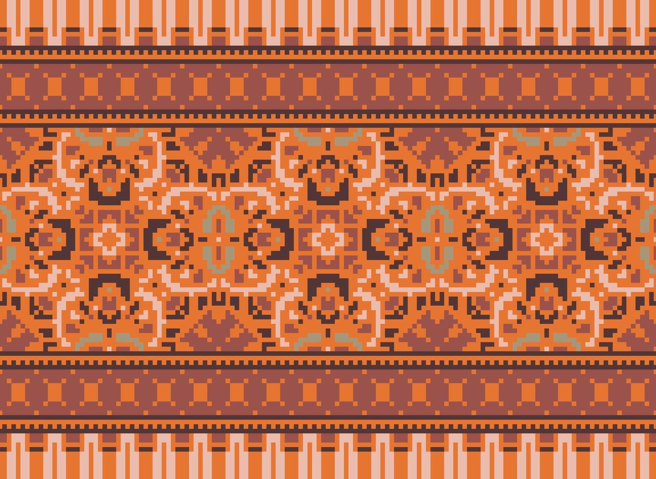 korsa sy broderi. etnisk mönster. inföding stil. traditionell design för textur, textil, tyg, Kläder, stickat, skriva ut. geometrisk pixel horisontell sömlös vektor. vektor