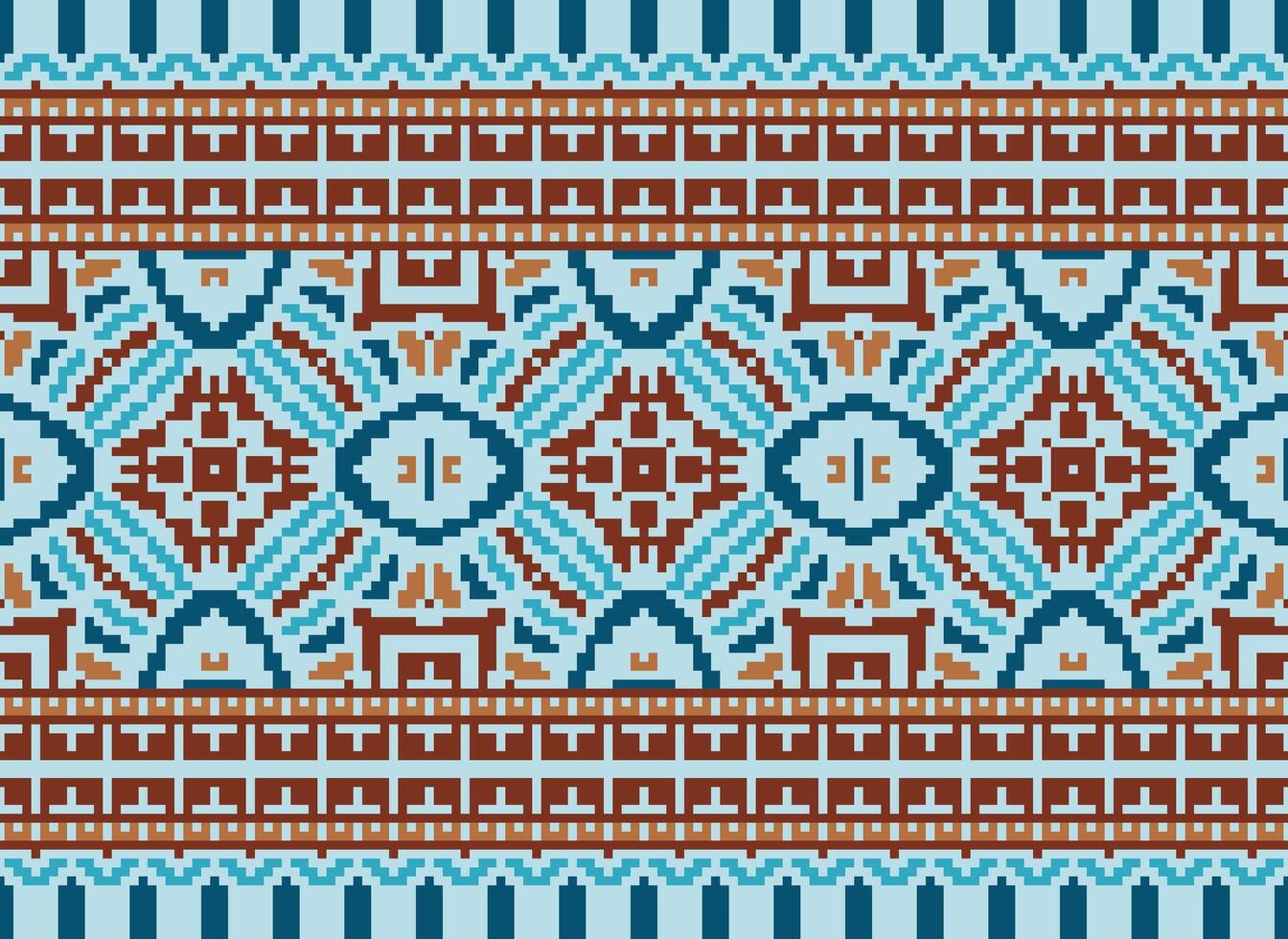 pixel traditionell etnisk mönster paisley blomma ikat bakgrund abstrakt aztec afrikansk indonesiska indisk sömlös mönster för tyg skriva ut trasa klänning matta gardiner och sarong vektor