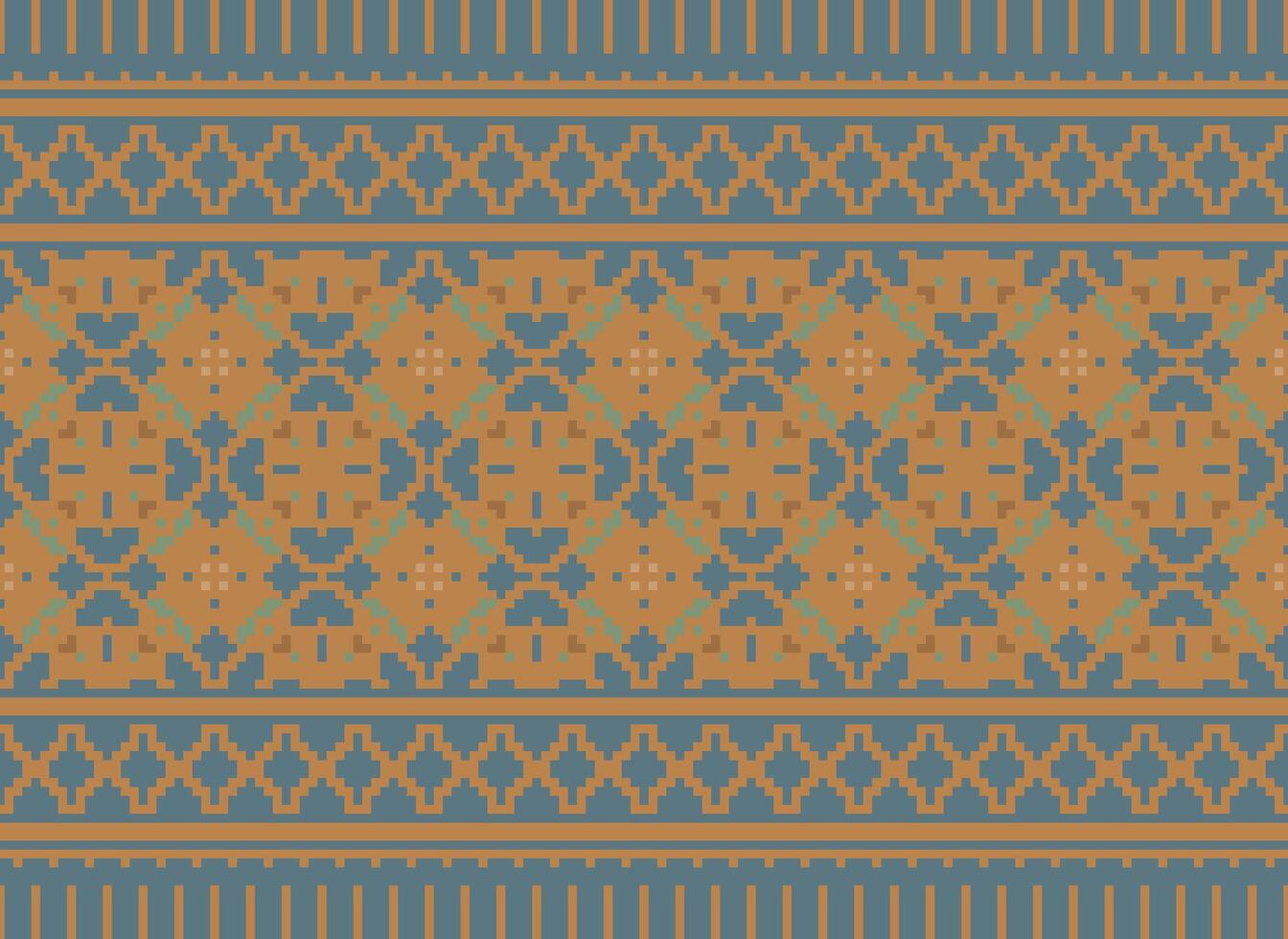 geometrisch Muster von modern stilvoll Textur. Grenzen im das bilden von ein Pixel Ornament zum Stickerei, Keramik Fliesen und Textil- Innere Design Elemente. nahtlos Illustration vektor