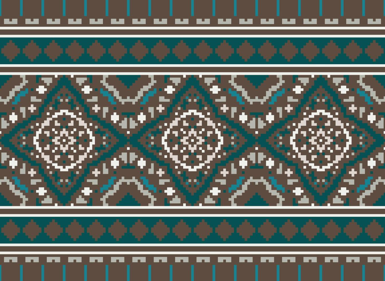 Pixel traditionell ethnisch Muster Paisley Blume Ikat Hintergrund abstrakt aztekisch afrikanisch indonesisch indisch nahtlos Muster zum Stoff drucken Stoff Kleid Teppich Vorhänge und Sarong vektor