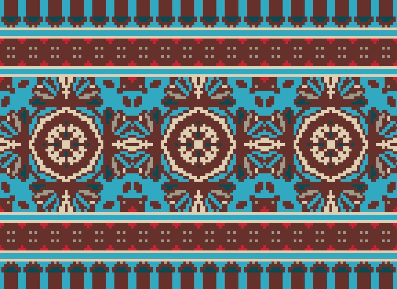 pixel traditionell etnisk mönster paisley blomma ikat bakgrund abstrakt aztec afrikansk indonesiska indisk sömlös mönster för tyg skriva ut trasa klänning matta gardiner och sarong vektor