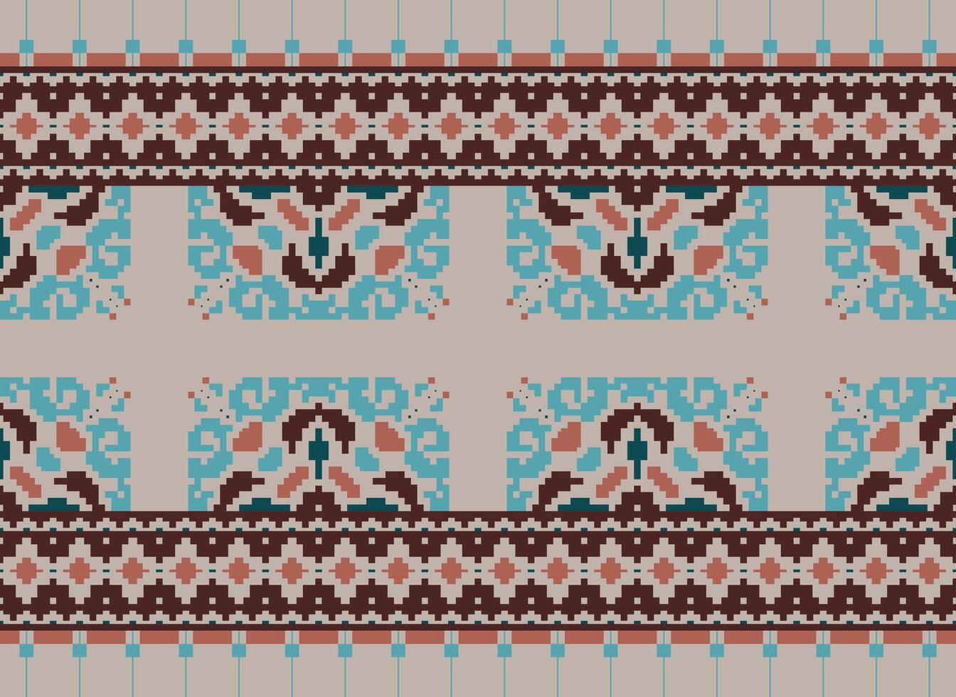 etnisk geometrisk tyg mönster korsa stitch.ikat broderi etnisk orientalisk pixel mönster blå bakgrund. abstrakt, vektor, illustration. textur, kläder, ram, dekoration, motiv, siden tapet. vektor