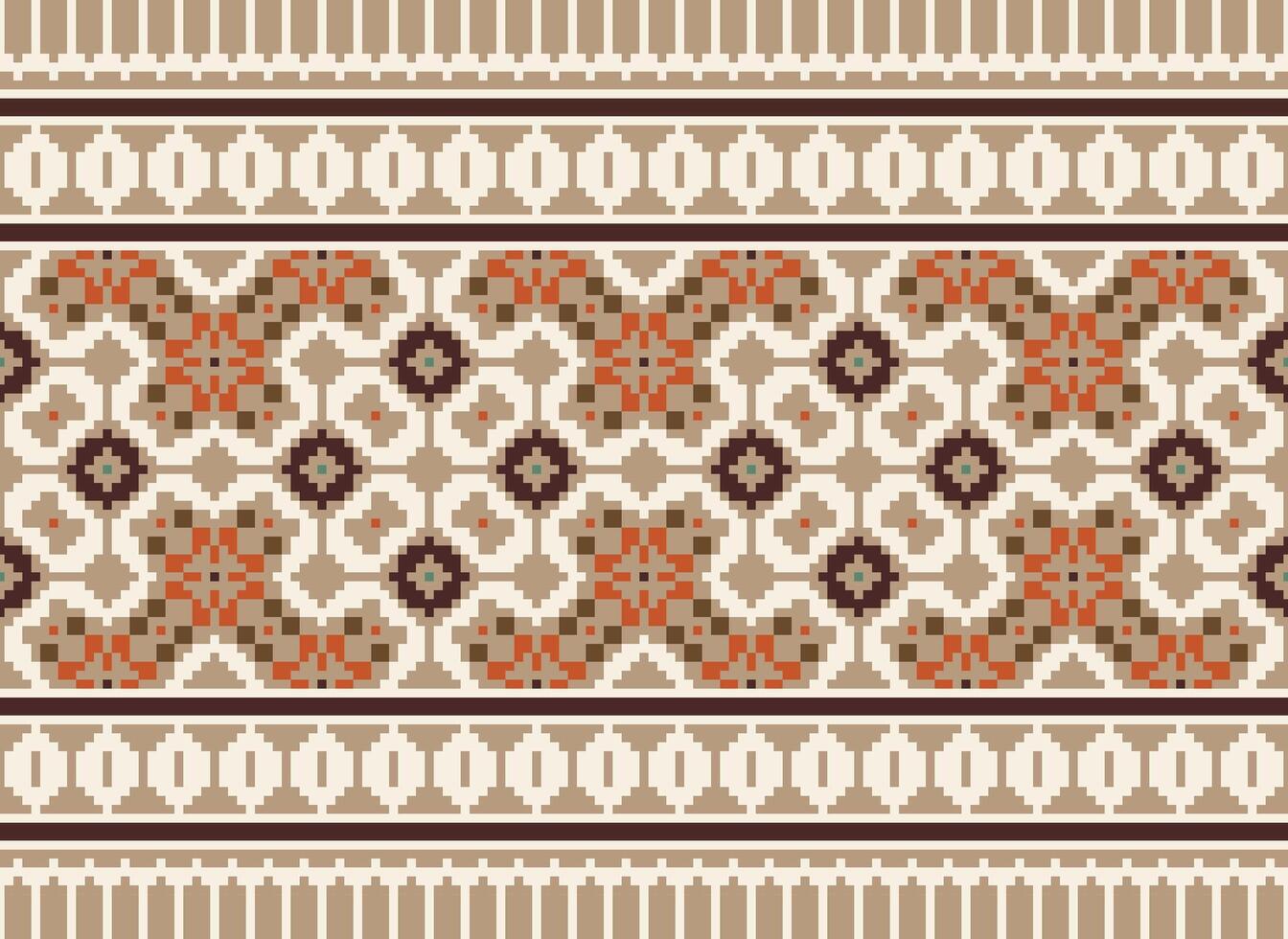 geometrisk mönster av modern eleganta textur. gränser i de form av en pixel prydnad för broderi, keramisk plattor och textil- interiör design element. sömlös illustration vektor