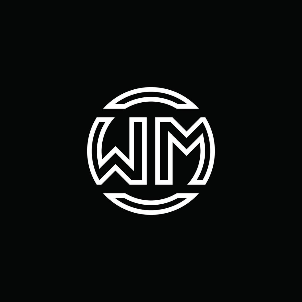 wm-Logo-Monogramm mit negativem Raumkreis abgerundete Designvorlage vektor