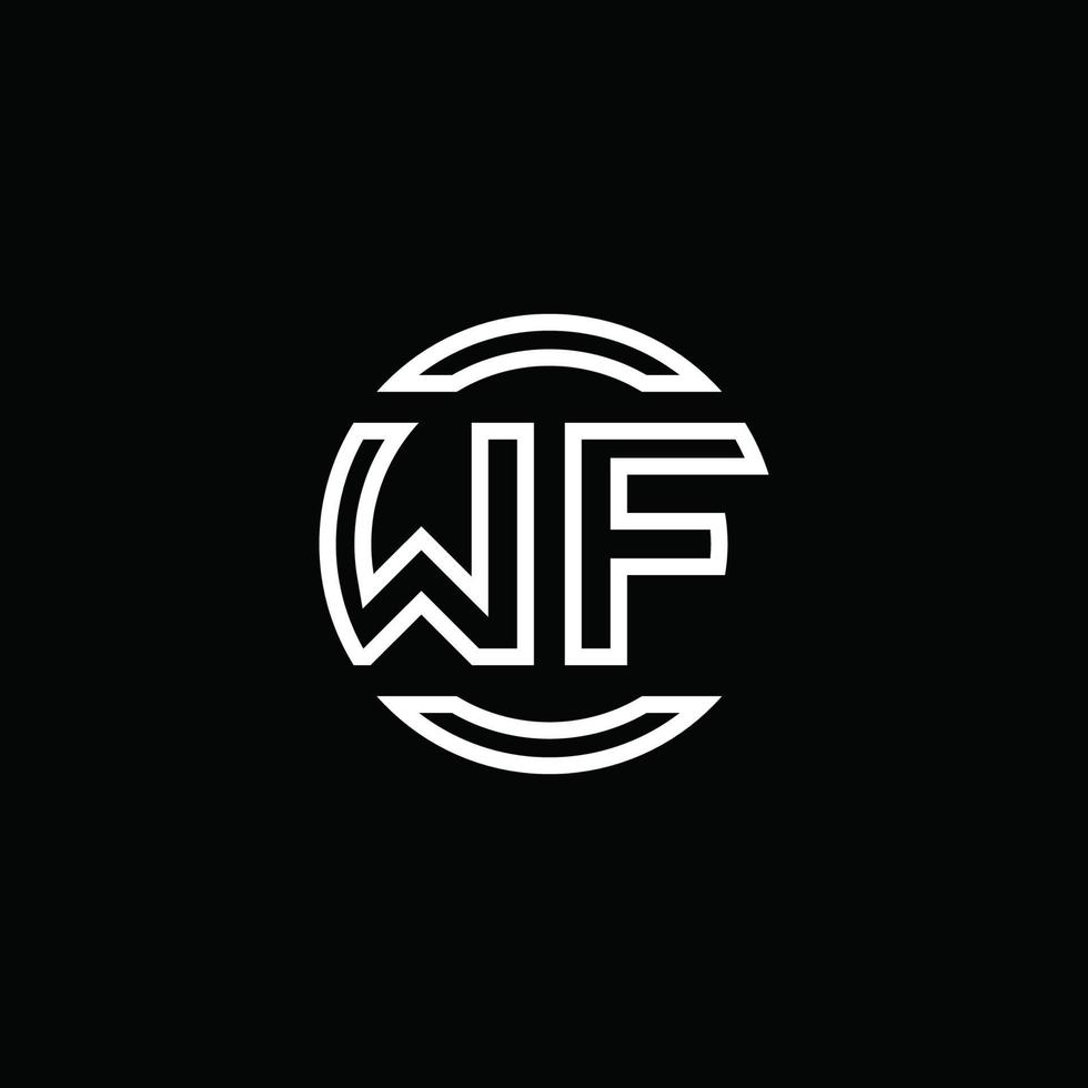 wf-Logo-Monogramm mit negativem Raumkreis abgerundete Designvorlage vektor